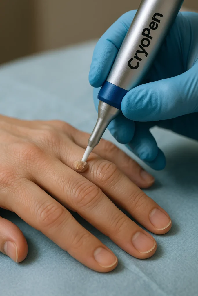 example of cryopen wart removal Aylesbury treatment on a persons finger