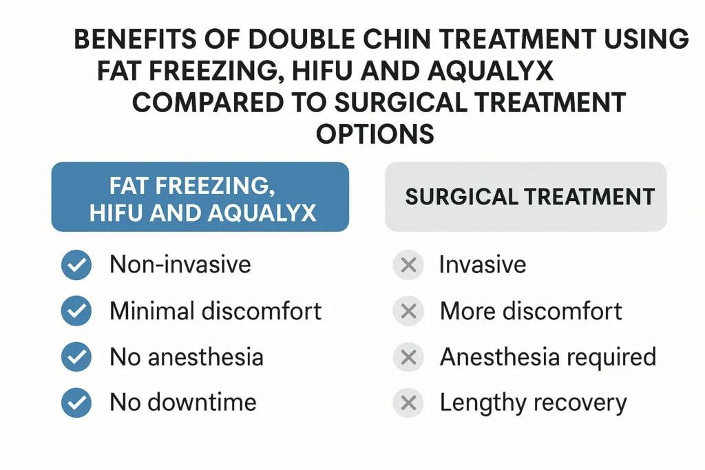 Graphic about the benefits of double chin treatment Aylesbury - from LA LIPO