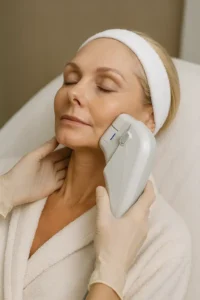 Woman receiving HIFU non surgical facelift treatment Aylesbury