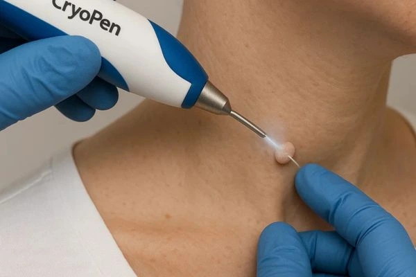 Person receiving cryotherapy Aylesbury for skin tag removal